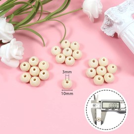 TOAOB 100pcs Wooden Beads Round Wood Beads 10mm for Crafts Decoration DIY Jewelry Making