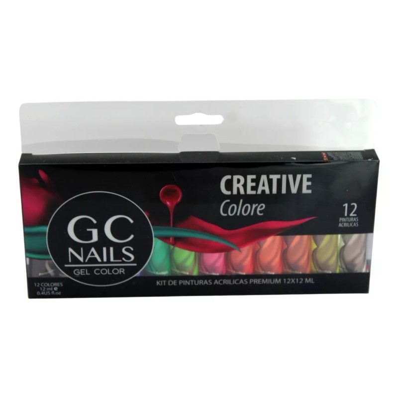 GC Nails Kit De Pinturas Acrílicas Premium Para Uñas. 12pzs.