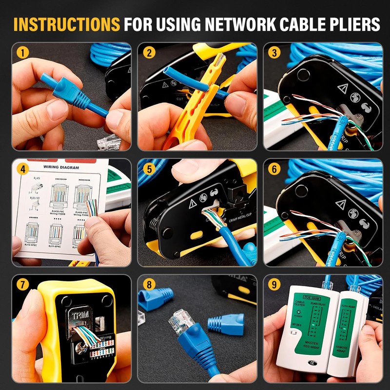 RJ45 Crimping Tool Kit - Network Tool Kit with Crimping
