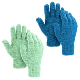 Aster 2 Pairs Microfibre Gloves Dust Gloves Car Dusting Coral Fleece Washable Cleaning Glove for Kitchen Blinds Lamps Furniture and Hard to Reach Corner Gaps