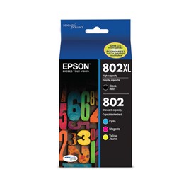 Epson EPSON 802 DURABrite Ultra Ink High Capacity Black & Standard Color Cartridge Combo Pack (T802XL-BCS) Works with WorkForce Pro WF-4720, WF-4730, WF-4734, WF-4740
