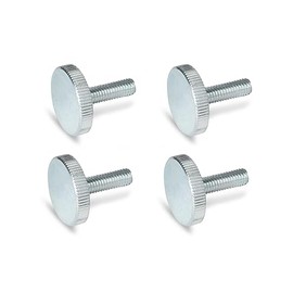 Ganter Normelemente Flat knurled screws, knurled screws (low shape), DIN 653-M5-12-ZB, pack of 4, galvanised steel, thread: M5 x 12