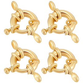 Beebeecraft 1 Box 10Pcs Necklace Connector Clasp Real 14K Gold Plated Spring Clasps with Round Close Ring Necklace Link Connector Charms Trigger Clasp Findings for Jewelry Making Necklaces Crafts