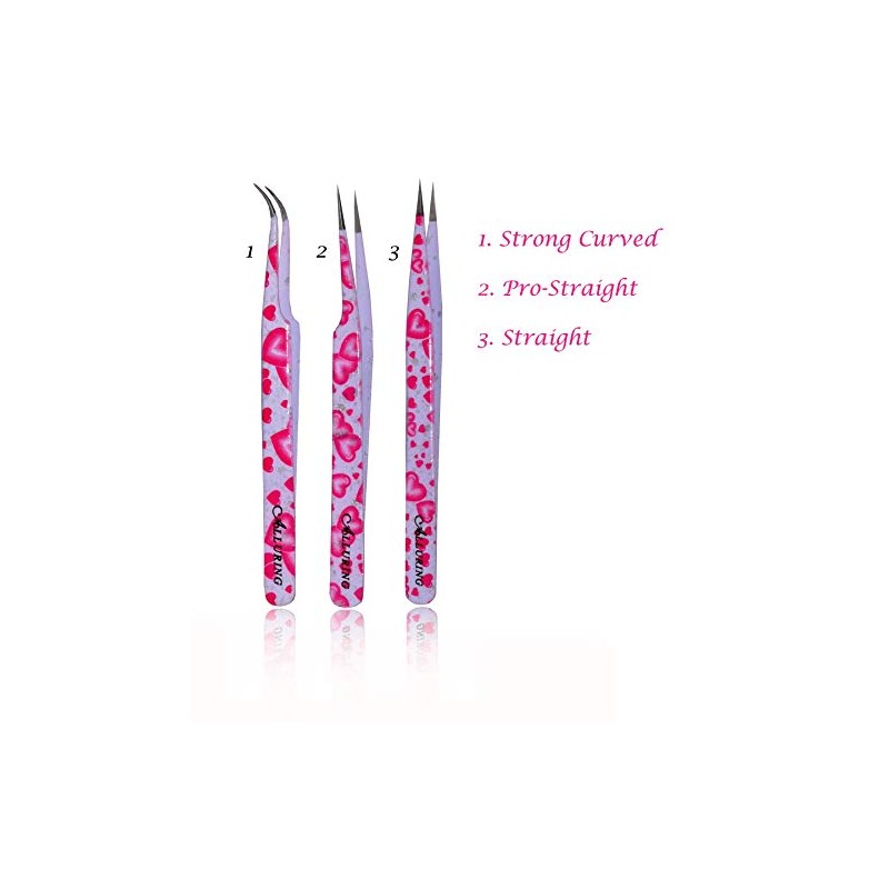 Alluring Pink Heart Tweezers for Eyelash Extension for Volume Lashes