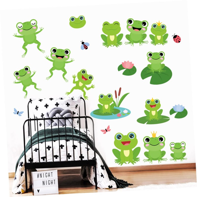 HAPINARY Cute Frog Wall Decals 4 Sheets Frog Wall Sticker