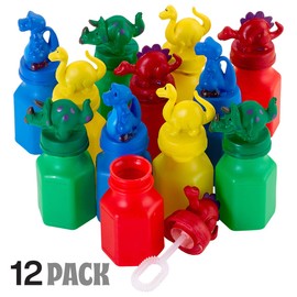 Kicko 12 Pcs Dinosaur Bubbles Bottles - Dinosaur Party Favor Bubbles for Birthday Parties, Party Favors for Kids 4-8 Multi Color Bubble Toys - Fun Party Toy for Kids