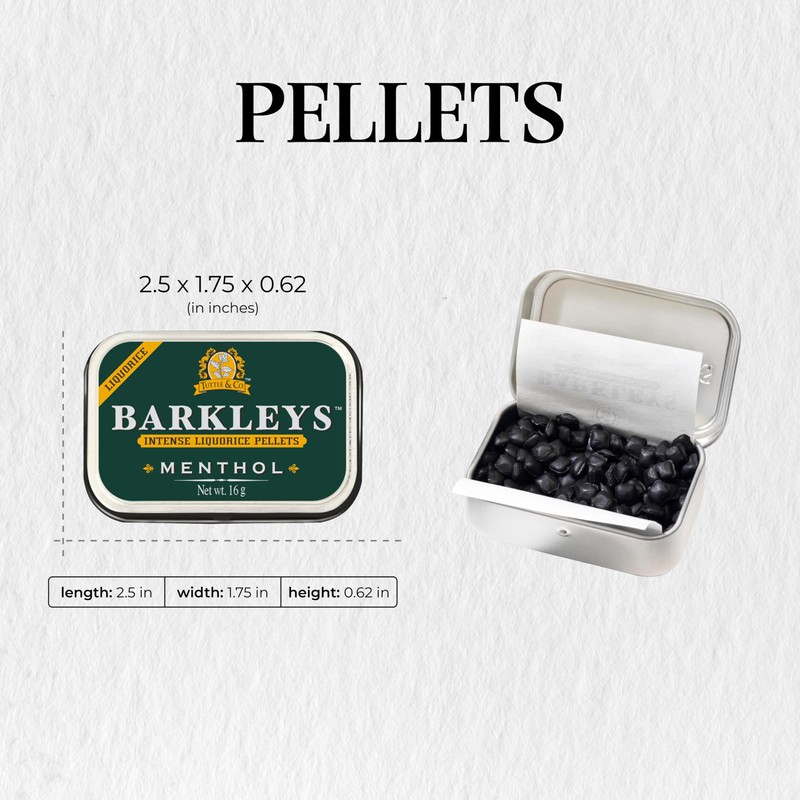 Barkleys Black Licorice Candy with Menthol, Licorice Pellets Covered with