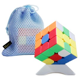 Oostifun MoYu 3x3x3 Puzzle Cube Toy Stickerless 3x3 3D Rotating Cube with Display Stand Bag