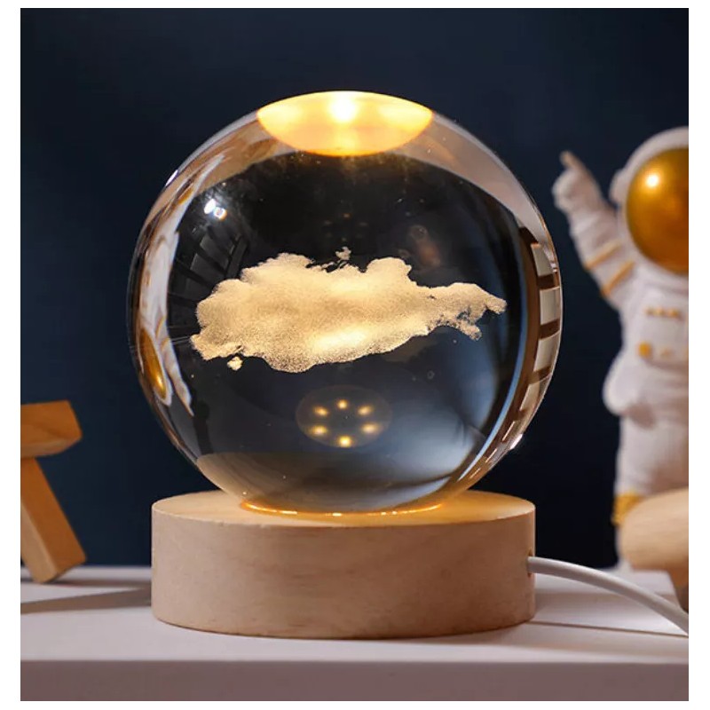K&H Lámparas De Escritorio Noche Led 3d Bola De Cristal