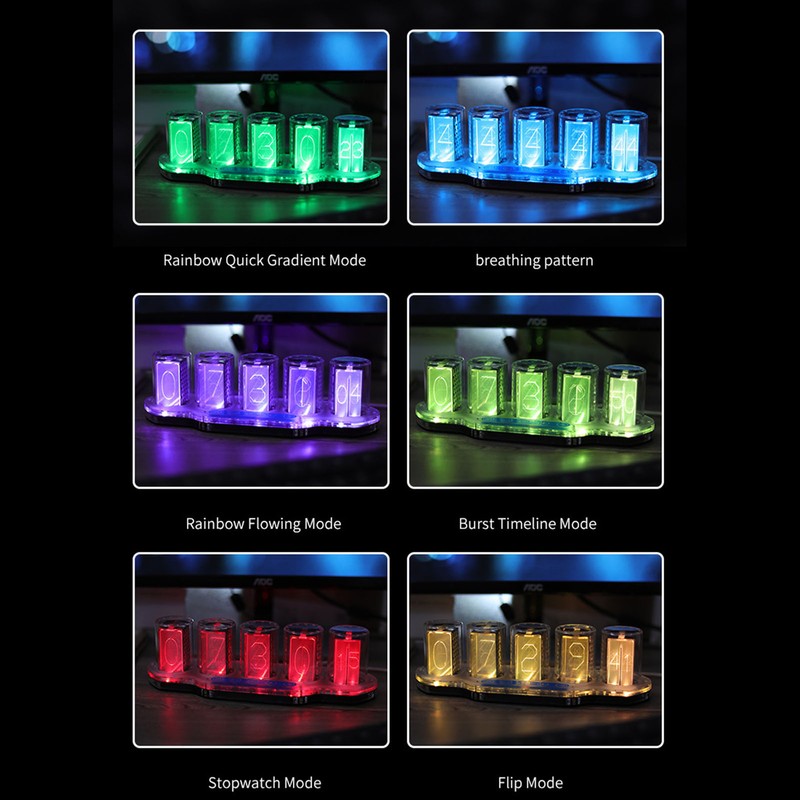 RGB Tube Clock LED Table Clock 24 Hour USB Powered