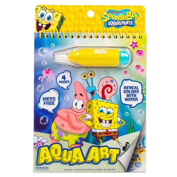 Spongebob Aqua Art, Mess-Free Water Reveal Coloring Book with Pen,