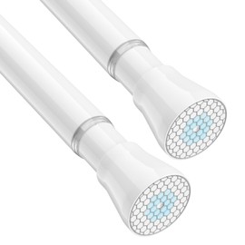 Zipglo Shower Curtain Rod Spring Tension Rod 30 to 64 Inches 2PCS, Spring Tension Curtain Rod White Expandable for Window Wardrobe Doorway Kitchen