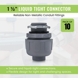 SELECT 10 Pack Lighting PVC Liquid Tight Connector, 2“ Straight Flexible Conduit Connectors, Non-Metallic Conduit Fittings, Safe and Rust Resistant