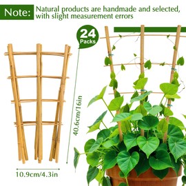 Bamboo Trellis, 24pack 16 Inch Small Plant Wood Bamboo Trellis for Climbing Plants Indoor Potted Plants
