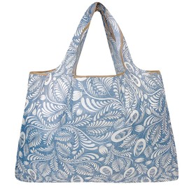 allydrew Large Foldable Tote Nylon Reusable Grocery Bags, Gray Ferns