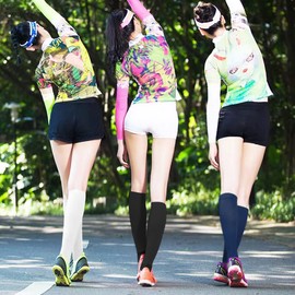 Compression Socks Open Toe 15-20 mmHg 4 Pairs for Women Men Knee High Stockings Compression Sleeves (2 Pairs White & 2 Pairs Beige, Small-Medium)