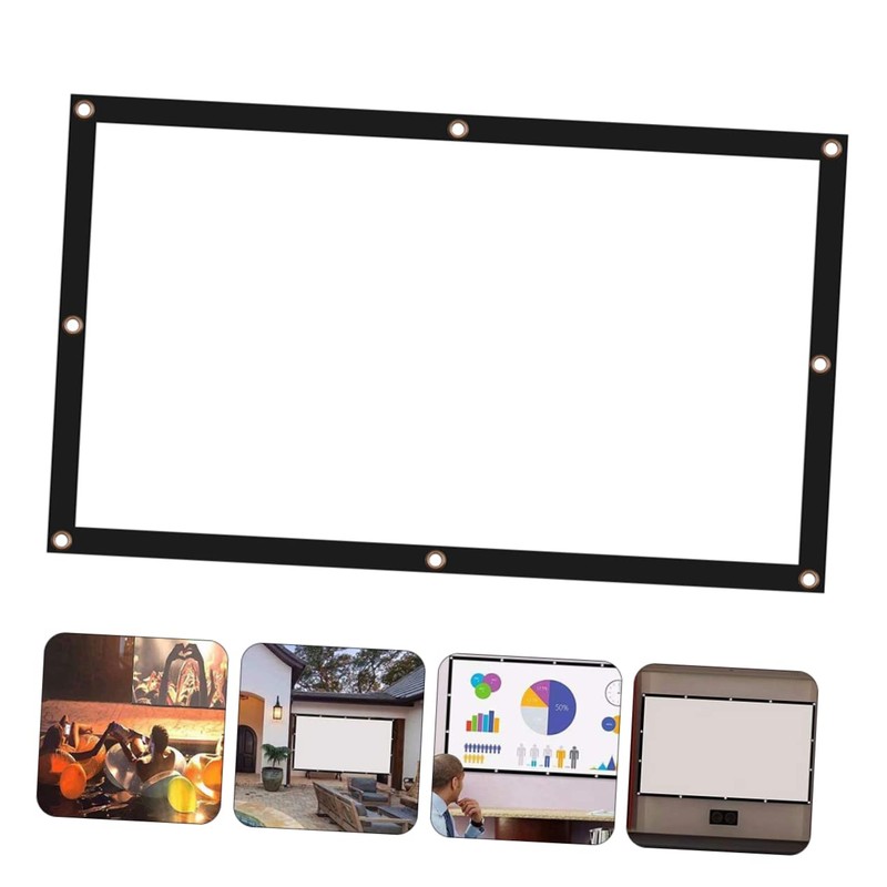 KONTONTY Portable Crease Projector Screen Foldable Movie Screen for Indoor