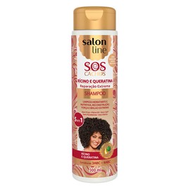 Linha Tratamento (SOS Cachos) Salon Line - Shampoo Ricino e Queratina - Reparacao Extrema 5 em 1-300 Ml - (SOS Curls - 5 in 1 Extreme Restoration Castor and Keratin Shampoo 10.14 Fl Oz)