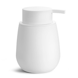 zuxzmj Small Matte White Hand Soap Dispenser 9.5 oz Refillable Round Cute Design for Bathroom or Kitchen Countertop Modern Style