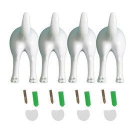 WBANGIAO 4Pcs Nordic Plastic Dog Tail Hooks Wall Mounted Coat Hat for Key Hanger Decorati-White