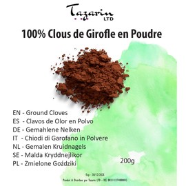 200 g Clove Powder - Dried Cloves, High-Quality Cloves - Ground Cloves - Intense Aroma and Taste - Ideal for Cooking - 100% Natural, No Additives | Tazarin Ltd