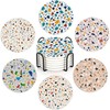 6 Pcs Coasters for Drinks with Holder, Terrazzo Marble Absorbent