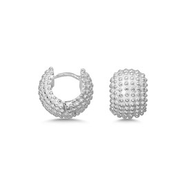 Cassini Creole Earrings in Hedgehog Look 925 Sterling Silver Round Hoop Earrings Women's Earrings 3CTL, Sterling Silver