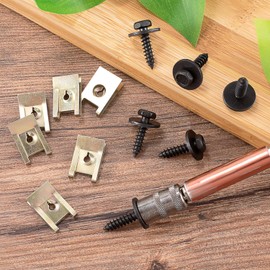 Screw and Nut Clip Kit, 60 Auto Body Fender Screws and 30 Bumper Guard Plate Fixing Bolts, U Type Fastener Clip with Hex Head Self Tapping Screw for Car Interior