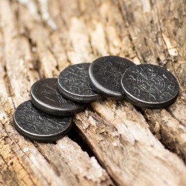 Shire Post Mint Norse Dual Stave coin in Iron, Vegvisir and Helm of Awe