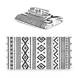 HATESAH Bath Towels Set Soft Highly Absorbent Black White Native American Tribal Aztec Ethnic Boho Style Towel Set 3 Piece,1 Bath Towel,1 Hand Towel,1 Washcloth,Luxury Towels for Bathroom,Spa,Hotel