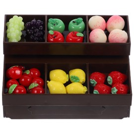 VICASKY 1 Set Miniature Plastic Shelf Food Display Dollhouse Vegetable Fruit Shelf Figurine Display Rack Stall Model Decoration Mini House Accessory