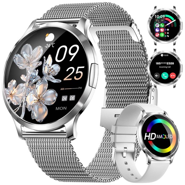 SUNKTA Smart Watch for Women, 1.32" AMOLED Smart Watches, 100+