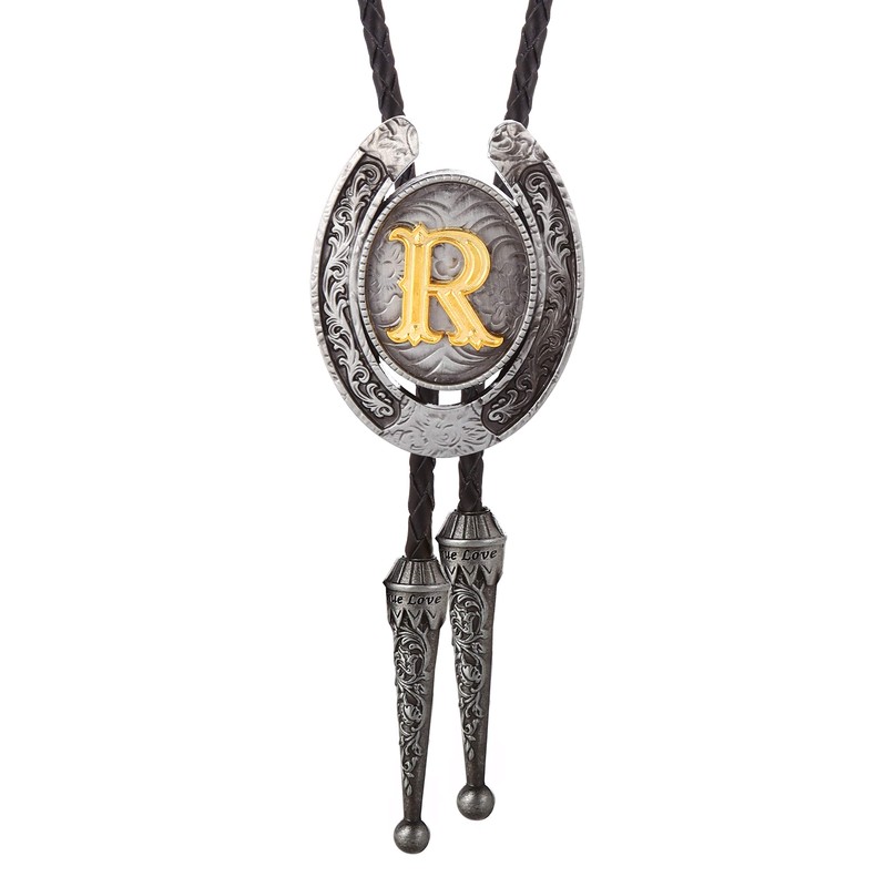 HUABOLA CALYN Vintage Bolo Tie for Men- Initial Letter ABCDMJR