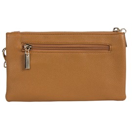 Big Handbag Shop Womens Faux Leather Mini Pouch Shape Wallet Purse Mini Cross Body Shoulder Bag Purse (Metallic Silver)