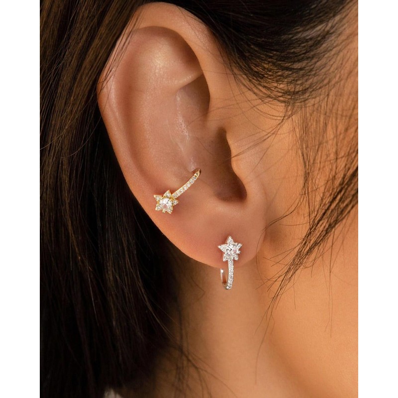 PRTGL Stud Earrings for Women - 14K Gold Plated Tiny