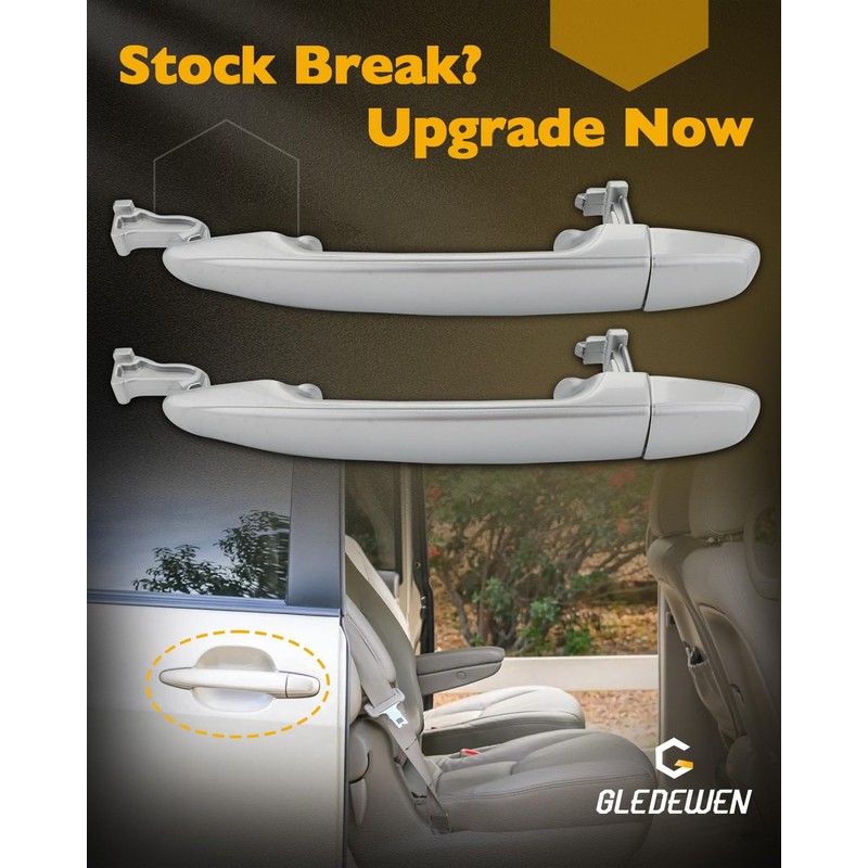 Sliding Door Handles, Compatible with Toyota Sienna 2004-2010, Chrome Exterior