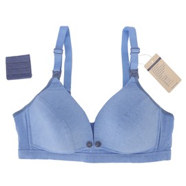Women's Seamless Nursing Bra Soft Cotton Front Closure Design Breastfeeding Maternity Bra(Blue L=36)