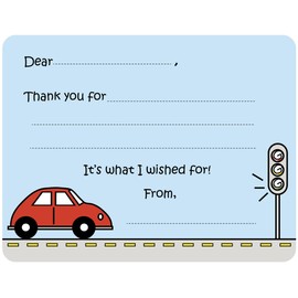 Script and Scribble Traffic Fill-in Thank You Note Cards for Kids, 5.5" X 4.25" Notecards with White Envelopes