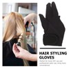 Lurrose Handschuhe, hitzebeständig, hitzebeständig, Salon-Isolation, 3 Finger Handschuhe, Schwarz