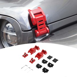 PDKLIN for Jeep Hood Latches Lock Catch Kit for Jeep Wrangler JK JKU 2007-2017 for Wrangler JL JLU 2018 up for Gladiator JT 2020 up, Exterior Accessories (Red) 2pcs