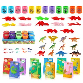 Hmfmdy Dinosaur Party Bags Children's Birthday, Pack of 56 Dinosaur Party Favours, Kids, Give Aways Children's Birthday Party Favours, Dino Party Toys for Boys Girls