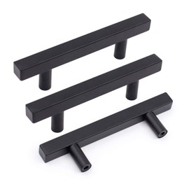 30 Pack goldenwarm Black Kitchen Cabinet Pulls Modern T Bar Drawer Pulls Cabinet Hardware - LSJ22BK76 Euro Style Cabinet Door Handles Black Cabinet Drawer Pulls Kitchen Hardware