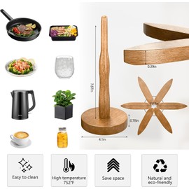 Wood Natural Tree Trivet Set, Christmas Tree Shape Trivets for Hot Dishes, 5-Piece Wooden Set with Stand for Pots, Bowls, Teapots (Dark Brown)