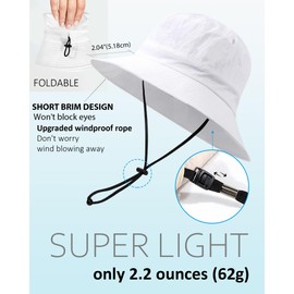 Water-Resistant Bucket Hat for Women Men Rain Hat UPF 50+ Boonie Sun Hat Foldable Summer Floppy Fishing Safari Hats White