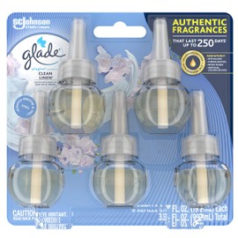 Glade Plugin Oil Refill Refill (0.7 fl oz (19.8 ml), Pack of 5, Clean Linen Glade Plugins Scented Oil Clean Linen 5 Refills