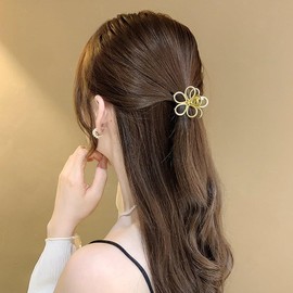 Gold Flower Hair Clip - Small, Cute, Fashion Metal Hair Accessory for Women - 1PCS