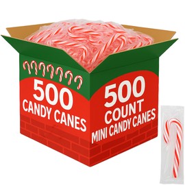 Mini Candy Canes Peppermint, Individually Wrapped - Flavored Red & White 2 Inches (500 Count Bulk (1-500 Pack))