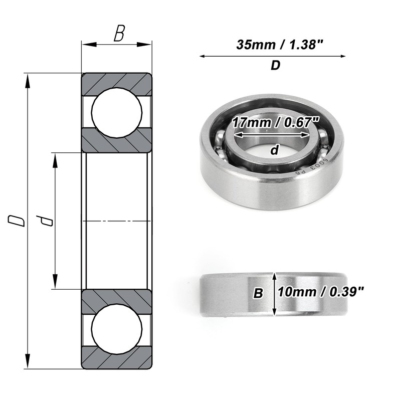 ACROPIX 6003 Deep Groove Ball Bearing P6 17x35x10mm Lubricated Bearing