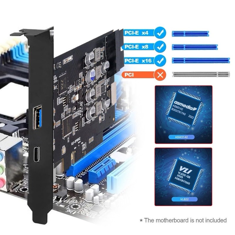 chenyang 4 Port PCI-E 4X to USB A/USB C/USB 3.0