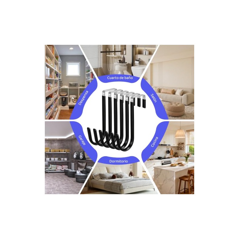 12 Pcs Ganchos de Puerta de Metal con Recubrimiento de